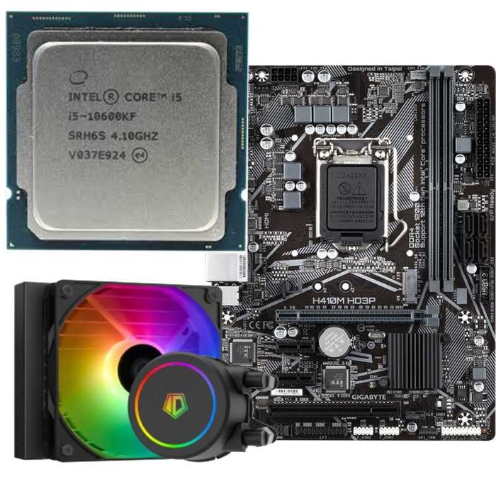 STARTER KIT Procesor Intel Core i5 10600KF 4.1GHz tray + Placa de baza Gigabyte H410M HD3P + Cooler CPU ID-Cooling FX120 ARGB
