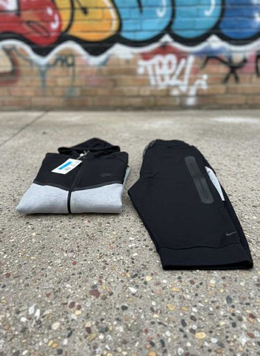 Trening Nike TECH Fleece Negru Gri - Bumbac 100% - Set Complet
