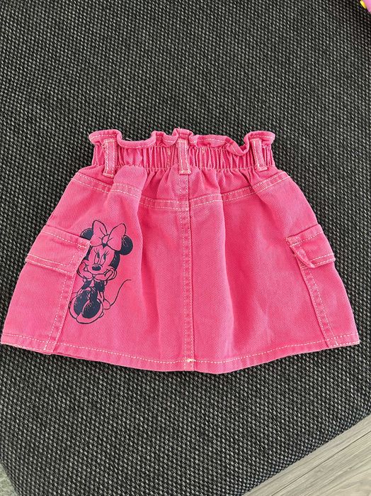 Fusta denim/blug Zara Disney Baby Minnie Mouse, 12-18 luni / 86cm, roz