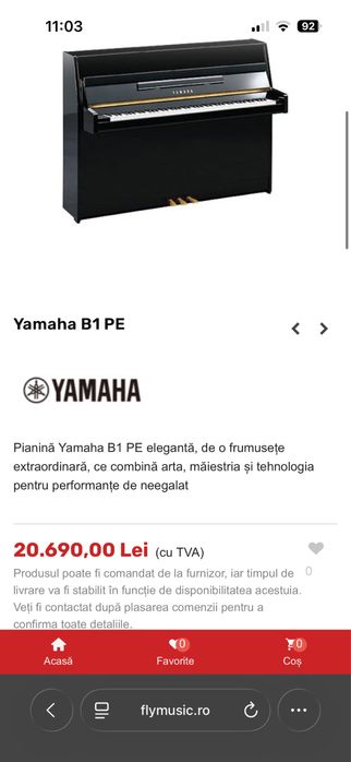 Pianina YAMAHA b1 PE, pianina piano black