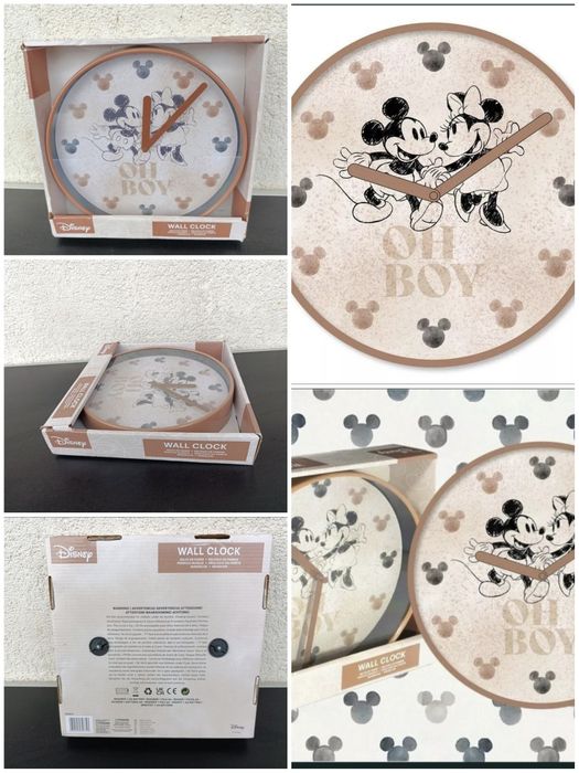 Ceas de perete camera copil copii fete baieti paiete minioni Mickey Mouse paiete duble aurii