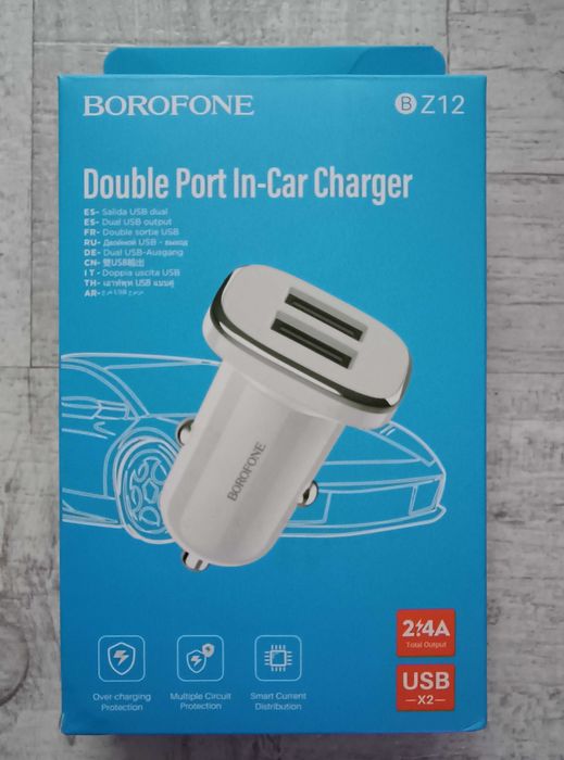 Încărcător auto brichetă Borofone BZ12, 2 x USB 5V 2,4A double. Nou!