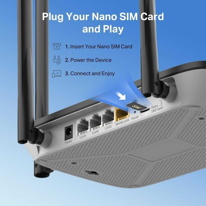 Mercusys WiFi Router 4G LTE MB115-4G бисквитка за сим карта