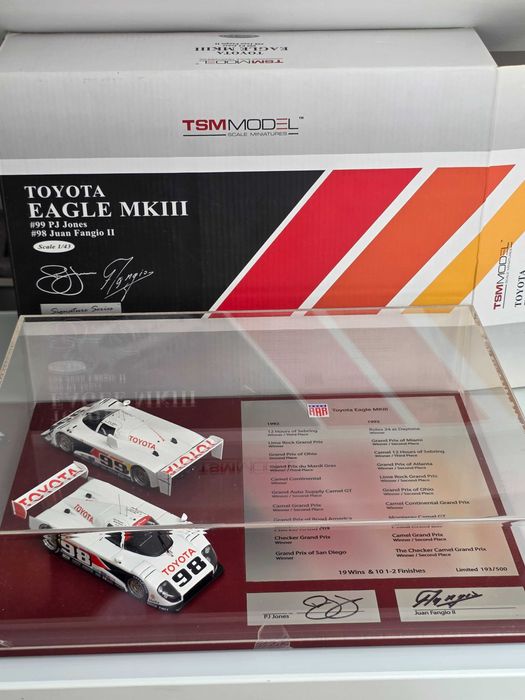 1/43 TSM Set 2 Machete Auto Toyota Eagle MKIII PJ Jones Juan Fangio Semnate