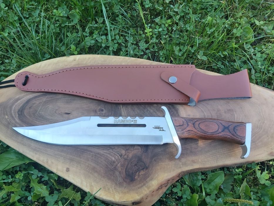 Ловен тактически лазерно заточен нож RAMBO 3 First Blood кожена кания