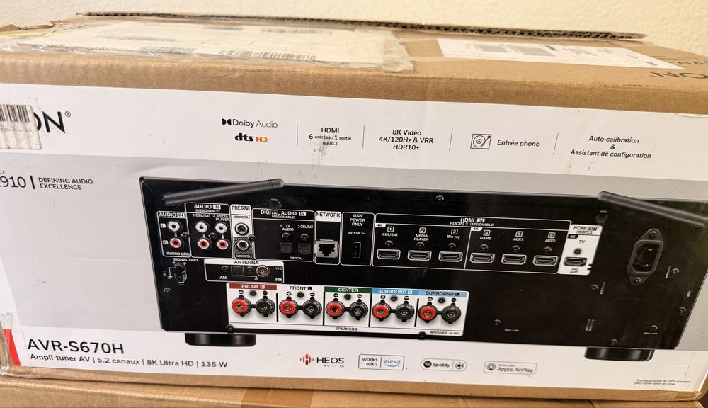 Receiver AV 5.2 Denon AVR-S670H – 8K, HDR10+, Wi-Fi, HEOS