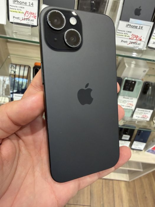 Telefon iphone 15 black 128gb baterie 100%