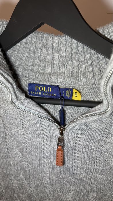 Pulover Polo Ralph Lauren gri, quarter-zip