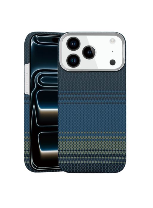 Iphone 17 PRO 17 PRO MAX - Husa Fibra de Carbon Pattern Albastra
