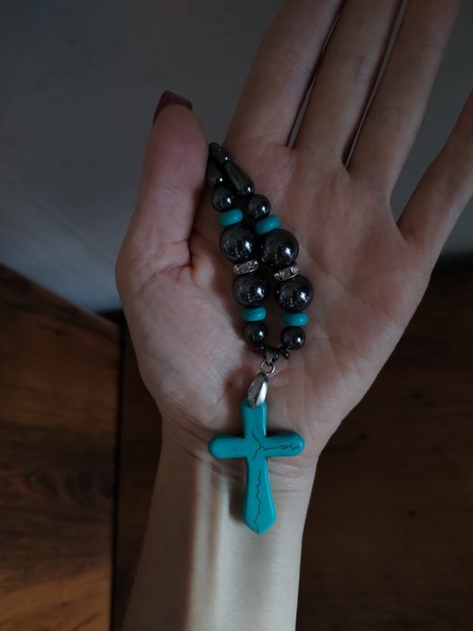 Ожерелье бирюзовое с крестом Турецкое