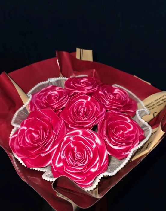 3 buchete flori din satin