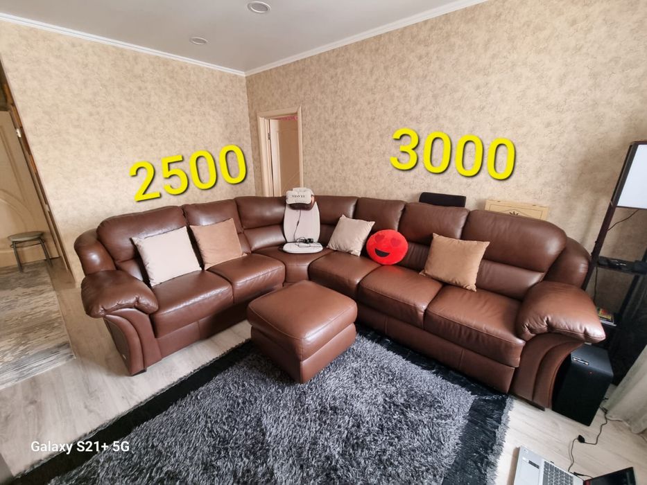 Диван из натуральной кожи, угловой