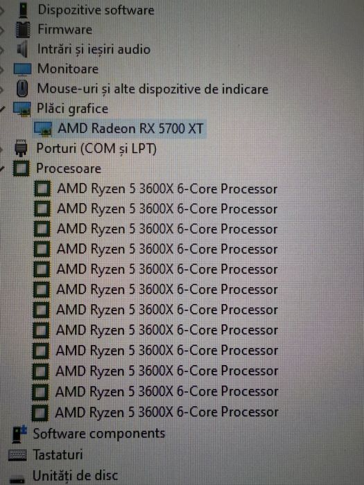 Unitate PC Gaming:Ryzne 5 3600X-6 Core/16GB Ram/RX 5700XT -8GB/256GB SSD/1TB  HDD