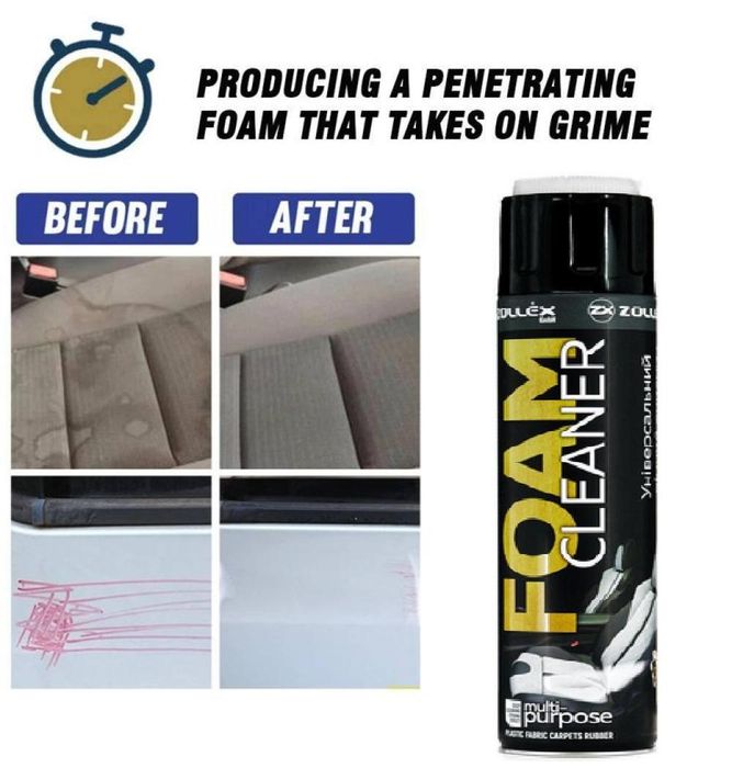 пяна за почистване - интериорна с четка zollex 650мл. zc-233, ...