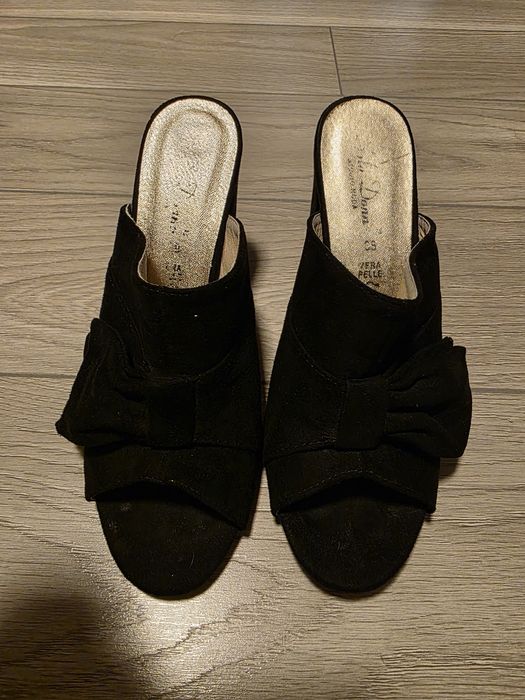 Saboti din piele negri  38