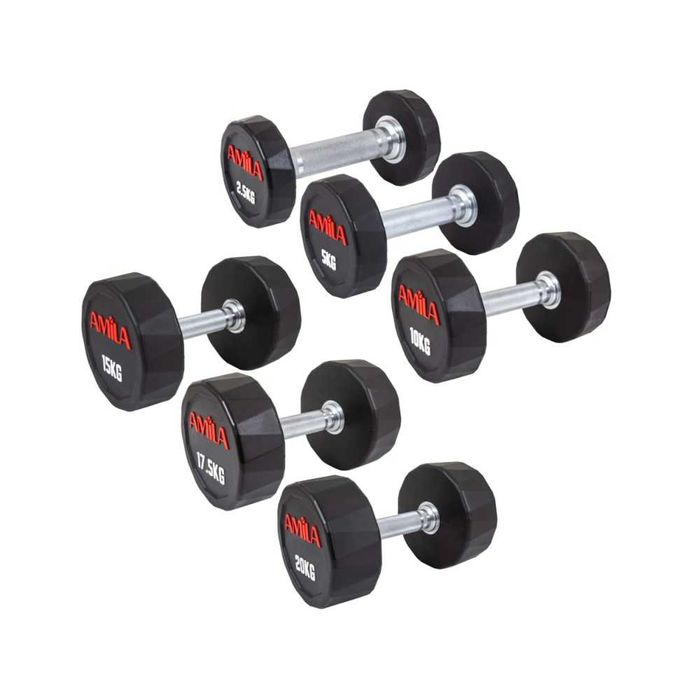 Сет Дъмбели Amila PU Series - 11 чифта, 5 кг - 30 кг, Комплект Гири