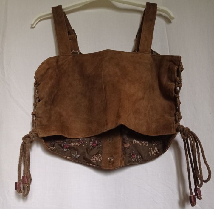 Vesta scurta piele naturala retro - vintage S - M maro
