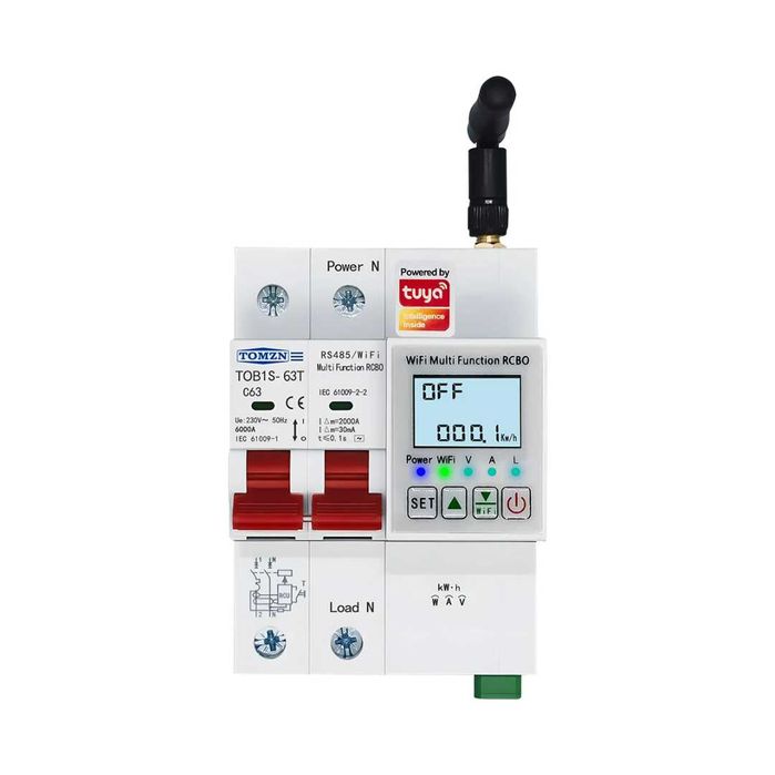 63A Електромер  Защита от късо съединение  WIFI TUYA RCBO RS485