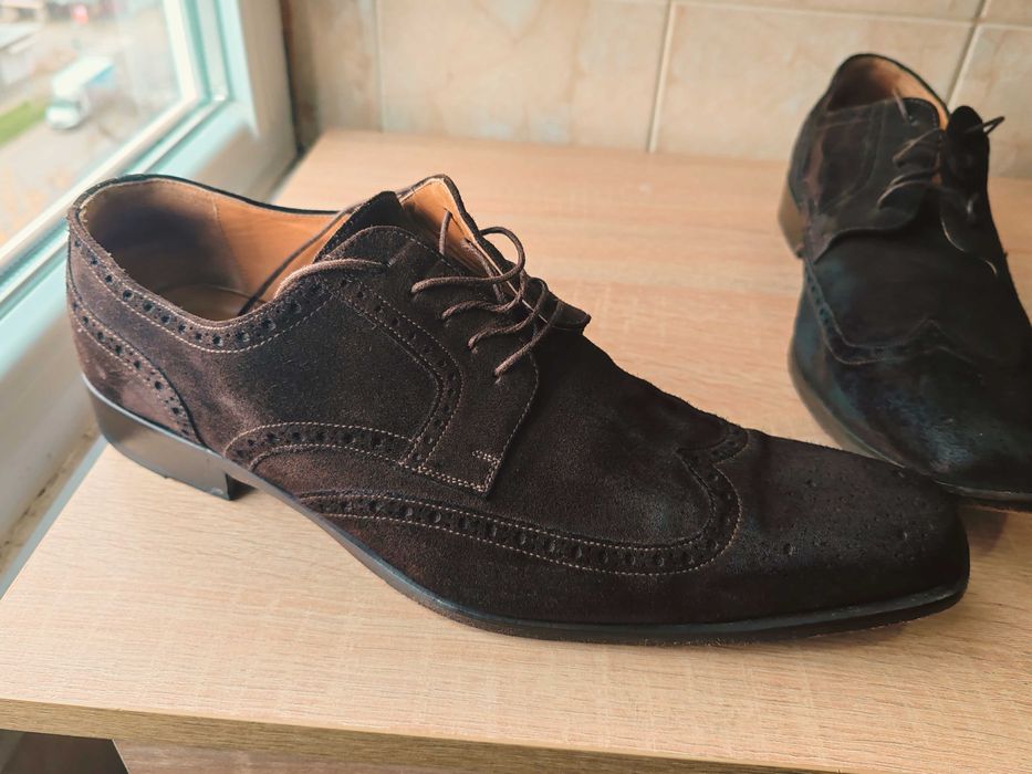 Уникални велурени обувки дерби с връзки  ROSSI