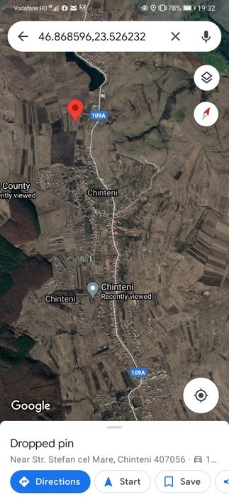 Vând teren intravilan Chinteni 5800 mp 45 euro / mp