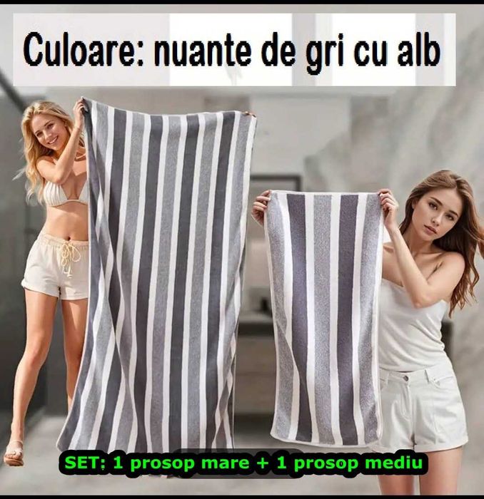 Set prosoape moi si pufoase ,pe gri si maro