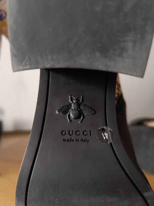 Оригинални дамски боти Gucci Jumbo GG Canvas Leather Boots
