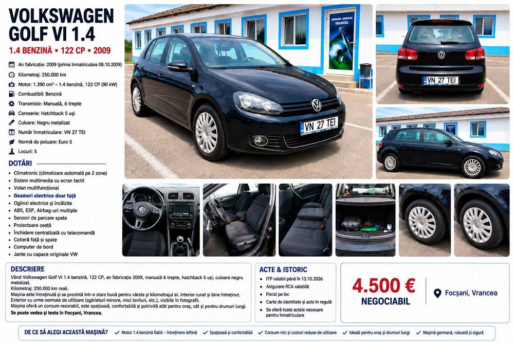 Volkswagen Golf VI 1.4 benzină, 122 CP, 2009