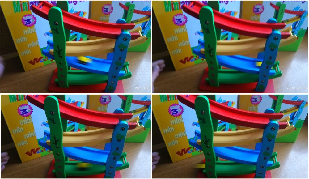 НАМАЛЕНИЕ! Цветна дървена писта на четири нива + четири колички НОВО!