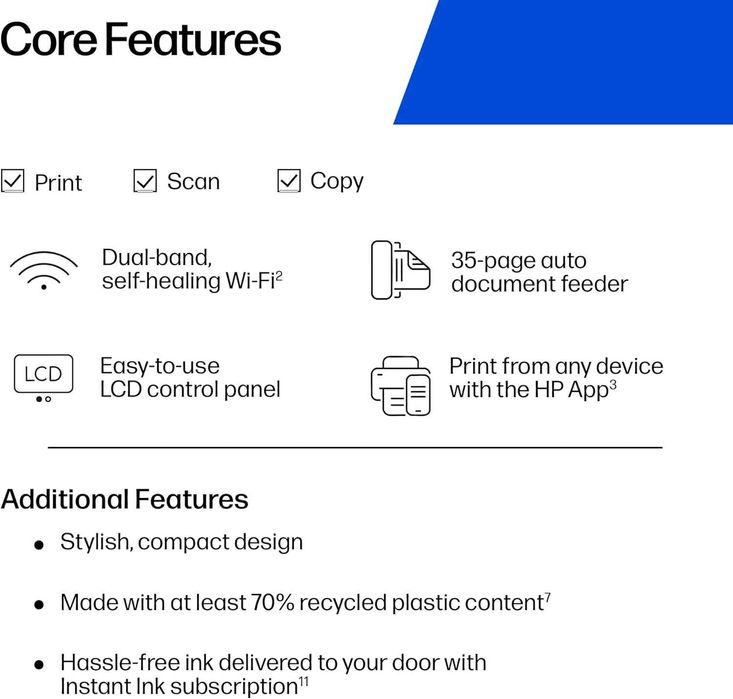 Многофункционален принтер HP DeskJet 4310, безжичен, цветен, ADF