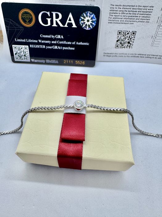 Сребърна гривна с мойсанит (Диамант) 0.5 карата