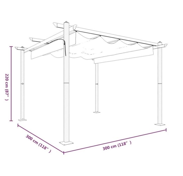 Пергола с прибиращ се покрив , 3х3 м,