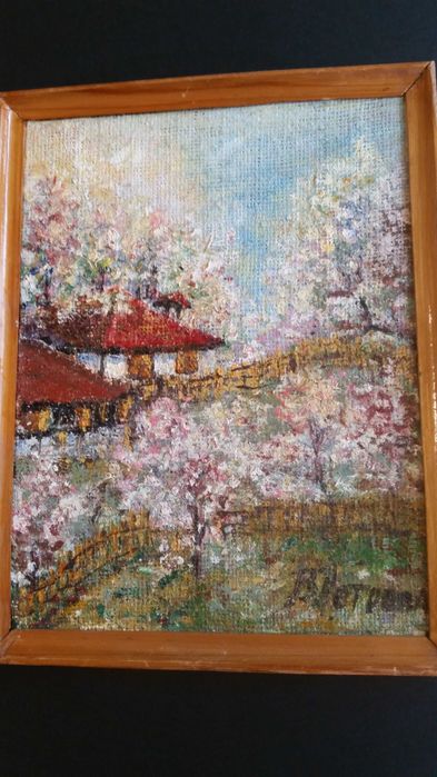 2 картини, рисувани с маслени бои на картон. И подписани от художничката В. Петрова.