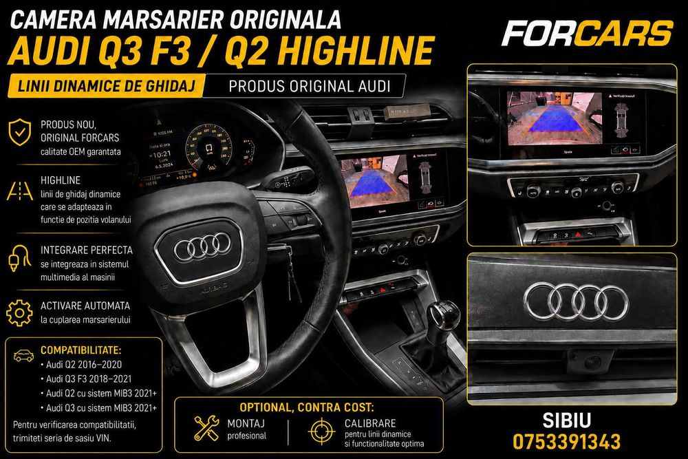 Kit Retrofit Cameră Marșarier Originală Audi Q3 F3 Q2 2018–2025
