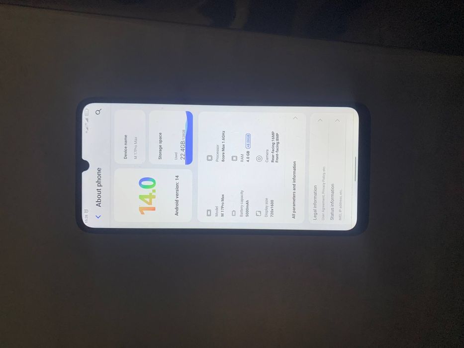 M 17pro max 128talik dakemen karopkasi bor telfon yangi hal