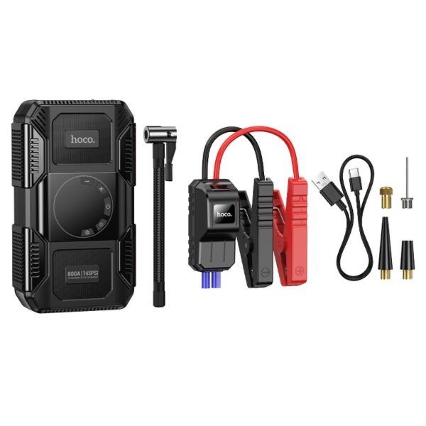 Hoco QS6 Clever — умный автомобильный насос+повербанк 8000mah стартер