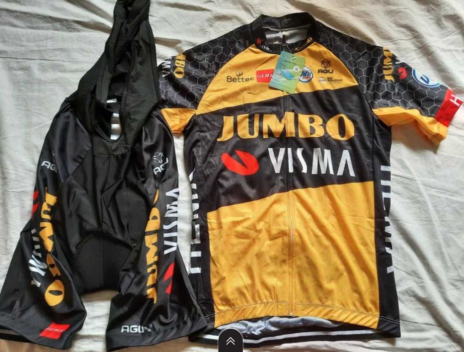 Echipament ciclism UAE Bianchi Bora Jumbo Visma set pantaloni tricou