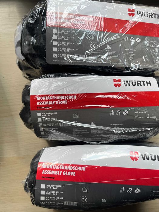 Manusi pentru munca din nailon Wurth, marime 8,9, 10, 11, set 12 buc