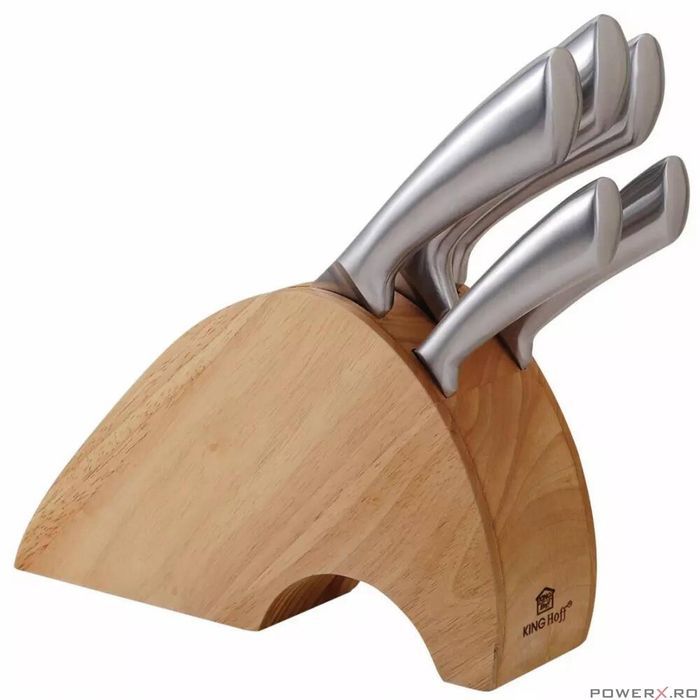 Set cutite din inox, suport lemn, 6 piese, Kinghoff