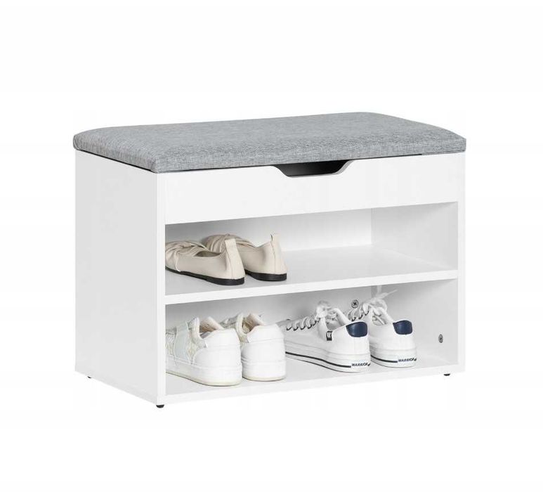 Шкаф за обувки ModernHome със седалка 60 x 43 x 30 см бял