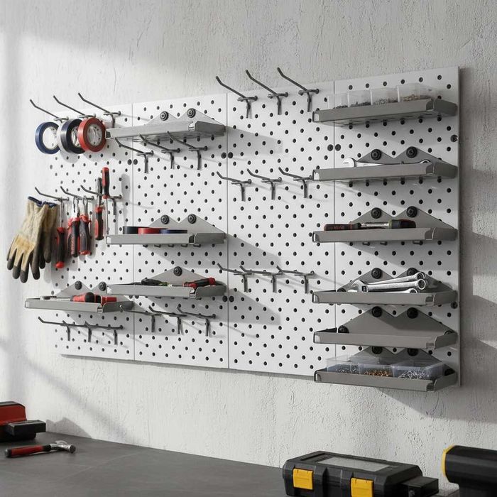 Teshilgan panel, перфопанель, do'konda ilgaklar uchun panel