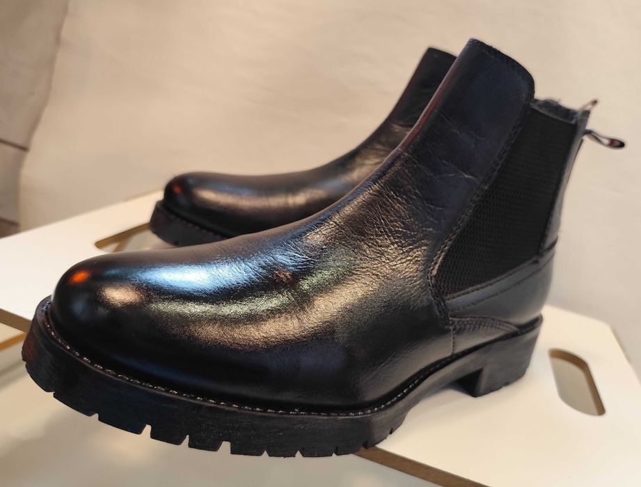 Ghete chelsea 44 premium Daniel Hechter piele naturala moale negru