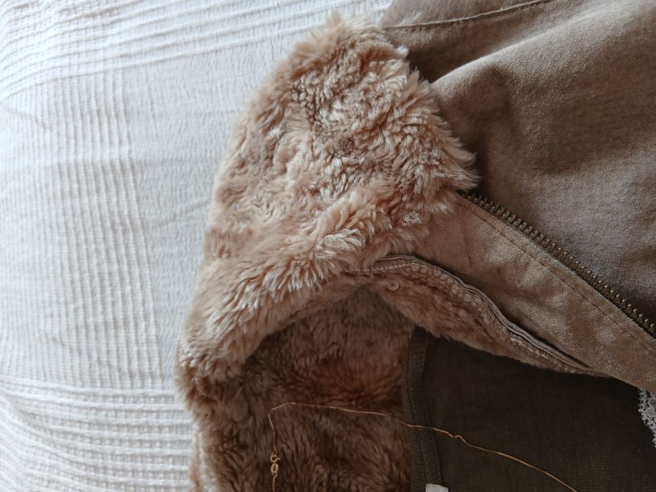 Y2k кожено sherpa палто