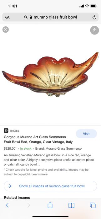 Италианска фруктиера от венецианско стъкло