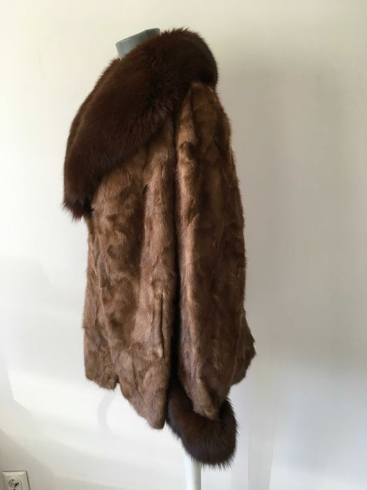 Палто норка и естествен косъм лисица L