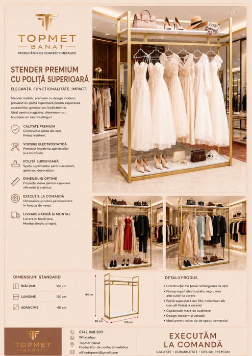 Stendere metalice rafturi suport pentru haine umerase pentru magazine dresing imbracaminte