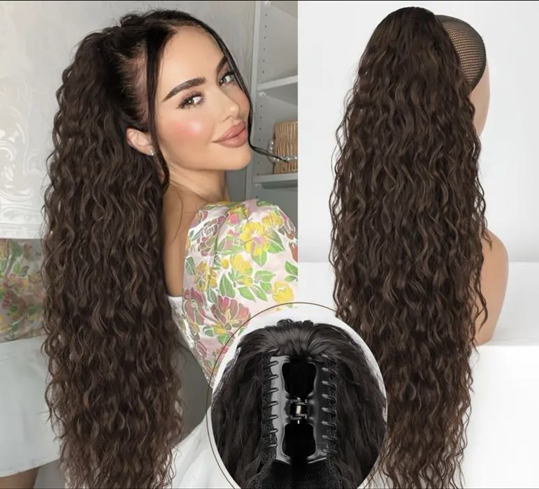 Удължение екстеншън за опашка от синтетична коса със захват шнола