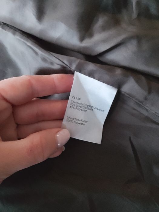 Вълнено маслено зелено палто размер 42, Л