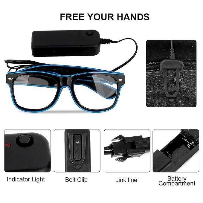 LED очила за косплей  клуб парти. 3 режима на светене