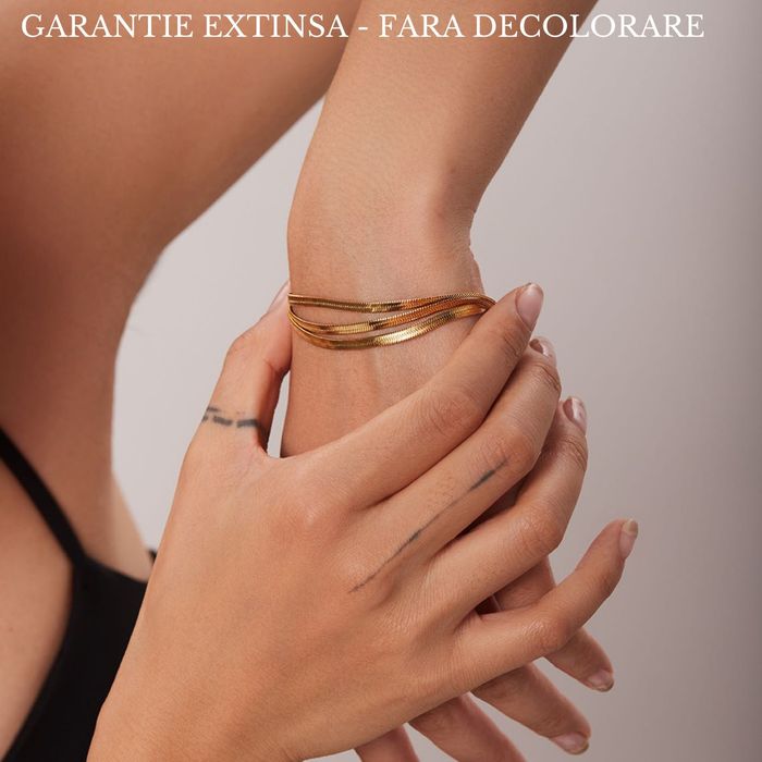 Bratara Premium Placata Aur 18K - Snake Triplu, Set Cadou