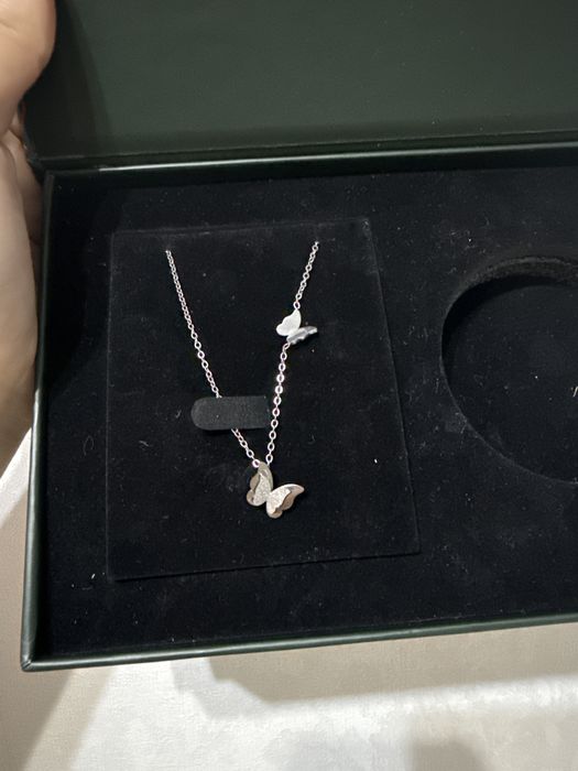 Серебряная цепочка с кулоном бабочка, 925 проба